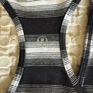 Lululemon Athletica Black and White Striped racer back Tank